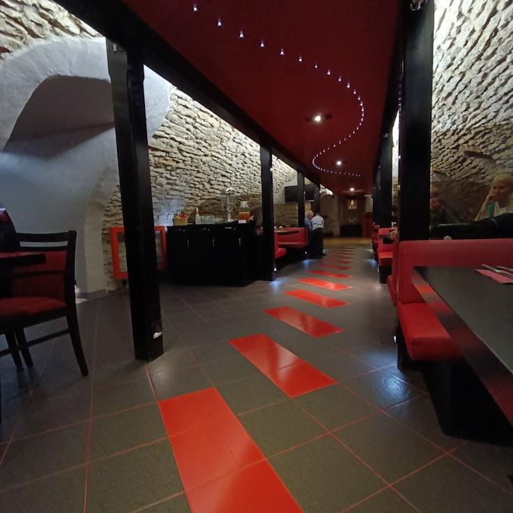 Restaurant interior with private family seating